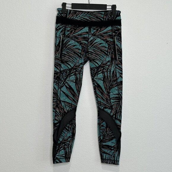 Lululemon Women's Tropical Mesh Inspire Tight II Zip Pockets Leggings Size 6 EUC - Picture 1 of 7